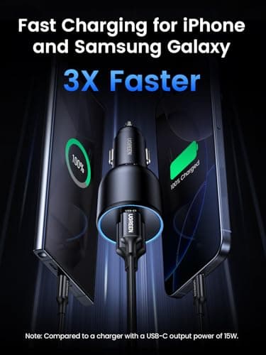UGREEN 130W USB C Car Charger, PD 100W +PD 30W Type C Car Charger Adapter Compatible with iPhone 17/17 Air/17 Pro/17 Pro Max/16/15/14/13/12 Series, Galaxy S24 S23 Ultra, iPad, MacBook, and More - Image 4