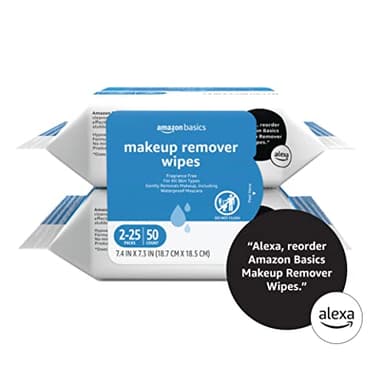 Amazon Basics Makeup Remover Wipes, Fragrance- and Alcohol-Free, Gentle Cleansing, Removes Waterproof Mascara, Dermatologist Tested, 25 Count, Pack of 2 (Previously Solimo) - Image 5
