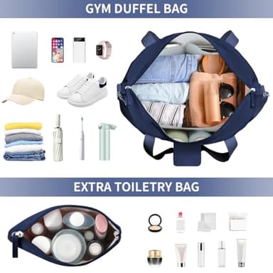 ETRONIK Gym Bag for Women, Travel Duffel Bag with USB Charging Port, Weekender Overnight Bag with Wet Pocket and Shoes Compartment for Women, Travel, Gym, Yoga (Dark Blue) - Image 4
