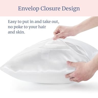 BEDELITE Satin Pillowcase for Hair and Skin, Super Soft and Cooling Similar to Silk Pillow Cases 2 Pack with Envelope Closure, Gift for Women Men(13"x18" Toddler Size, White) - Image 6