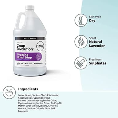 Clean Revolution Foaming Hand Soap Refill Supply Container. Ready to Use Formula. Natural Lavender Fragrance, 128 Fl. Oz - Image 5