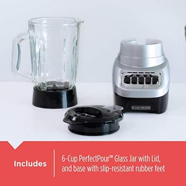 BLACK+DECKER PowerCrush Multi-Function Blender with 6-Cup Glass Jar, 4 Speed Settings, Silver - Image 7