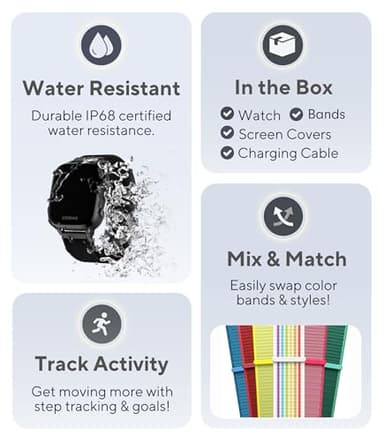 JrTrack 4 Kids Smart Watch by Cosmo | Phone Watch & GPS Tracker | Enhanced Parental Controls | Call, Text, Activity, School Lock | Spotify Music | SIM Card Included | SOS & Safety Alerts | (Black) - Image 6