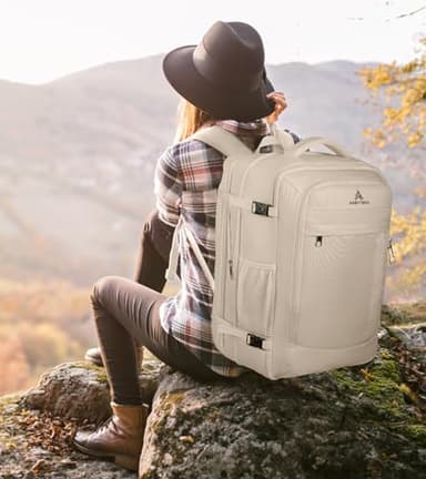 AREYTECO 55L Carry On Backpack for Women, Large Travel Laptop Backpack, Expandable Big Capacity Business Luggage Suitcase Daypack Knapsack Big Bag Fits 18 Inch Laptop, Travel Gifts for Women, Beige - Image 7