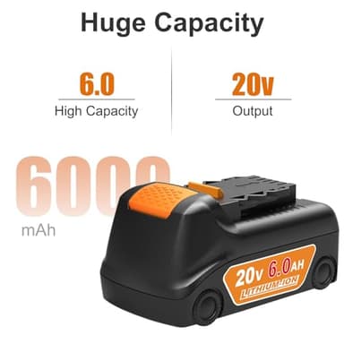 KOOMICY 20V Battery Replacement for Dewalt 20V Battery Max 6Packs 6000mAh DCB203 DCB200 DCB203 DCB204 Compatible with Dewalt DCD DCF DCG Line Series Cordless Power Tools - Image 2