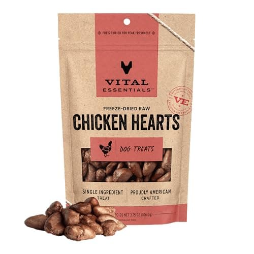 Vital Essentials Chicken Hearts Dog Treats, 3.75 oz | Freeze-Dried Raw | Single Ingredient | Premium Quality High Protein Training Treats | Grain Free, Gluten Free, Filler Free - Image 1