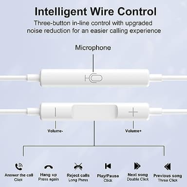 2 Packs-for iPhone Headphones Wired Earbuds/Earphones Nosie Reduction Built-in Microphone & Volume Control Headsets Compatible with iPhone 14/13/12/11/XR/XS/X/8/7/SE/Pro/Pro Max - Image 4