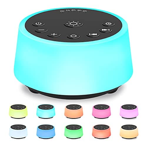 Color Noise Sound Machines with 10 Colors Night Light 25 Soothing Sounds and Sleep White Noise Machine 32 Volume Levels 5 Timers Adjustable Brightness Memory Function for Adults Kids Baby - Image 1