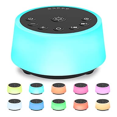 Color Noise Sound Machines with 10 Colors Night Light 25 Soothing Sounds and Sleep White Noise Machine 32 Volume Levels 5 Timers Adjustable Brightness Memory Function for Adults Kids Baby - Image 1