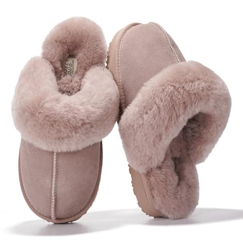 Project Cloud Shearling Slippers for Women Footwear - Genuine Suede Clogs Non-Slip Indoor/Outdoor Scuff Womens Slippers with Memory Foam Insole (Henka, DPINKSUEDE, 5.5) - Image 1