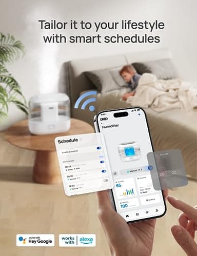 Dreo Smart Humidifier, Cool Mist Humidifiers for Bedroom, Quiet 4L Top Fill Ultrasonic Humidifiers for Home Office Plant & Baby with Nightlight, LED Display, 36H Runtime, APP/Voice Control, HM311S - Image 3
