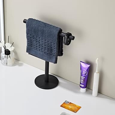 Bathroom Hand Towel Holder Stand，T-Shape Hand Towel Holder Stand SUS304 Stainless Steel Matte Black for Bathroom，Kitchen or Vanity Countertop - Image 2