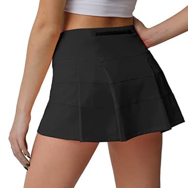 Husnainna High Waisted Pleated Tennis Skirt with Pockets Athletic Golf Skorts for Women Casual Workout Built-in Shorts 018BZQ-Black/d8 - Image 4