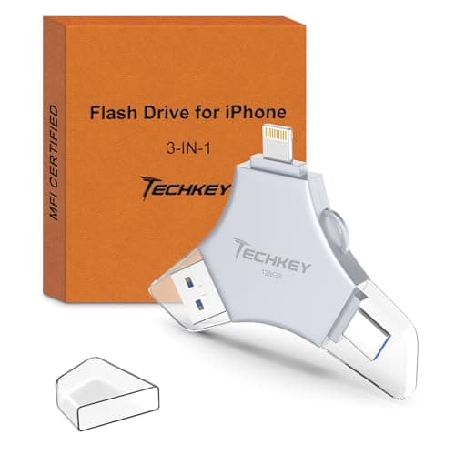 MFi Certified USB 3.0 Flash Drive 128GB for iPhone, 3in1 External Memory Photo Keeper Storage Stick for Picture/Video/Data Saver/Backup, High Speed Thumb/Jump/Hard Drives for iPhone/iPad/Android/PC - Image 1