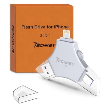MFi Certified USB 3.0 Flash Drive 128GB for iPhone, 3in1 External Memory Photo Keeper Storage Stick for Picture/Video/Data Saver/Backup, High Speed Thumb/Jump/Hard Drives for iPhone/iPad/Android/PC - Image 1