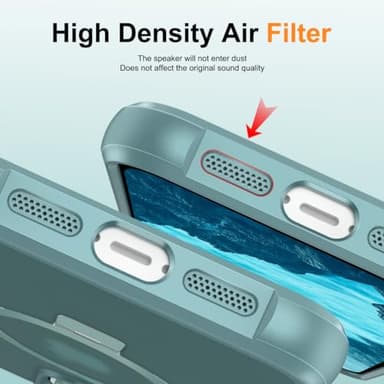 CHAOFEnG Magnetic Compatible with iPhone 16 Pro Max Case with Stand [Military Grade Drop Tested][Compatible with Magnet] Ring Translucent Slim Hard Back Soft Edge, Teal Green - Image 7