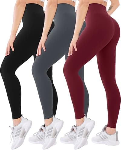 Blisset 3 Pack High Waisted Leggings for Women-Soft Athletic Tummy Control Pants for Running Yoga Workout Reg & Plus Size - Image 1