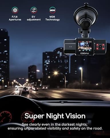 COOAU Dual Dash Cam 2.5K+1080P, Dash Cam Front and Inside, Built-in GPS and WI-FI, Dash Camera for Cars, Perfect for Uber and Taxi Drivers, Night Vision, Accident Record, 24Hr Parking Mode - Image 4