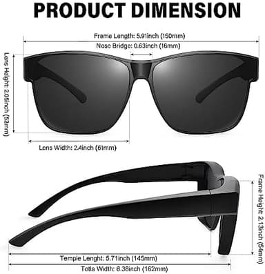 URUMQI Night Vision Driving Glasses Fit Over Eyeglasses for Men Women, Anti Glare Polarized Nighttime Glasses Yellow Lens - Image 5