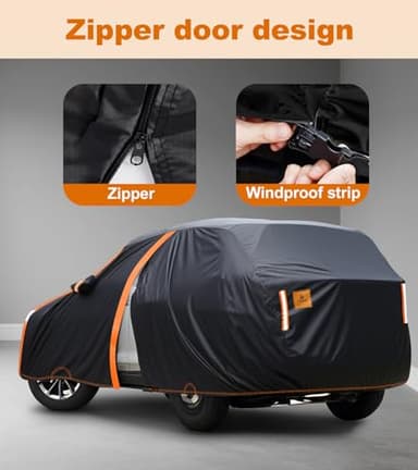 Sunwhale Car Cover Waterproof All Weather for SUV Automobiles UV Protection Snowproof Rain Sun with Door Zipper Full Exterior Outdoor Full Car Cover Universal Fit Up to 187" - Image 6