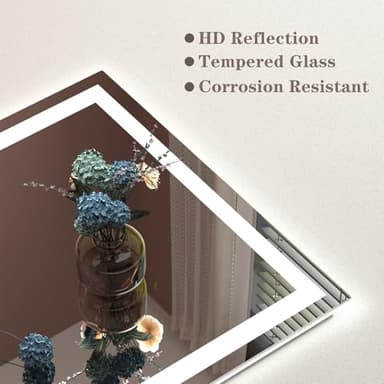 ODDSAN LED Mirror for Bathroom 55x30, Dimmable Lighted Vanity Mirror with Lights for Wall, Anti-Fog, Tempered Glass, ETL Listed (Backlit + Front Lights) - Image 4