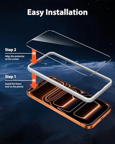 Mkeke 3 Pack Screen Protector for iPhone 17 Pro Max 6.9"，[9H+ Tempered Glass] [Easy Installation Frame][Military-Grade Drop Protection] HD Clear, Anti-Scratch, Bubble Free - Image 6