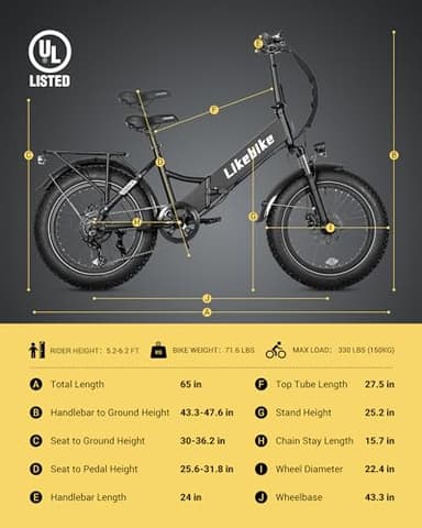 Folding Electric Bike 20" x 4.0 Fat Tire Electric Bicycle,48V Lithium Removable Battery,Peak 720W Folding Ebike for Adult,5 Pedal-Assist Levels& Large LCD Display,Step Through ebike for Adult - Image 8