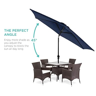 Best Choice Products 10ft Outdoor Steel Polyester Market Patio Umbrella w/Crank, Easy Push Button, Tilt, Table Compatible - Navy Blue - Image 2
