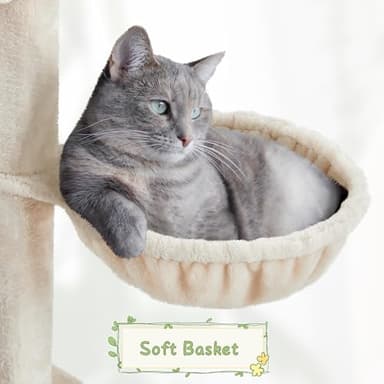 Yaheetech 54in Rattan Cat Tree, Modern Tower with Breathable Woven Condo, Scratching Posts & Washable Cushions, Naturally Cool in Summer, Cute Furniture for Indoor Cats - Image 8