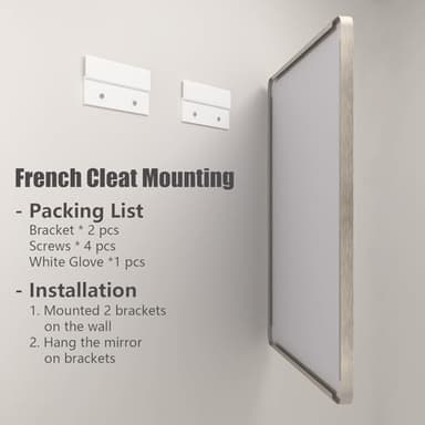 CHARMOR 44x36 Silver Brushed Nickel Bathroom Mirror for Wall, Rounded Rectangle Silver Framed Bathroom Vanity Mirror, Anti-Rust, Shatterproof, Hangs Horizontally or Vertically - Image 6