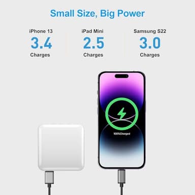 ummz Portable Charger with Built-in Cable,12000mAh 22.5W Fast Charging Small Power Bank,USB C Input/Output with Smart LED Display,External Battery Pack for iPhone,Tablet,Samsung - Image 4