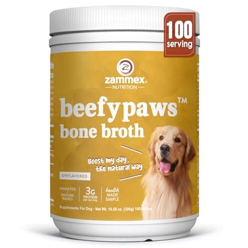 Zammex Grass-Fed Beef Bone Broth Protein Powder for Dogs & Cats - Joint & Bone Support, Healthy Fur Enhancer, Pet Food Topper for Dry & Wet, 10.58oz - Image 1