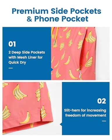 maamgic Mens Swim Trunks with Compression Liner Short Stretch Mens Bathing Suit Quick Dry Swimming Trunks Swimsuit Banana Orange Medium - Image 5