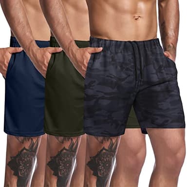 COOFANDY Men's Workout Athletic Running Shorts with Drawstring 3 Pack for Basketball Rugby Sports Shorts with Pocket - Image 1