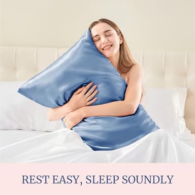 BEDELITE Satin Pillowcase for Hair and Skin, Super Soft and Cooling Similar to Silk Pillow Cases 2 Pack with Envelope Closure, Gift for Women Men(20"x36" King Size, Airy Blue) - Image 5
