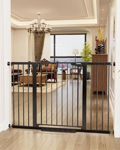 Cumbor 36" Extra Tall Baby Gate for Stairs, 29.7-54.2" Extra Wide Dog Gate for Doorways Hallways, Pressure Mounted Child Gate for Wide Opening, Auto Close Personal Safety for Babies and Pets, Black - Image 1