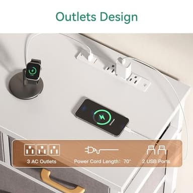 AODK Dresser with Charging Station, 52 Inches Tall Dresser for Bedroom with 11 Storage Drawers, Large Fabric Dressers for Hallway, Light Grey - Image 4