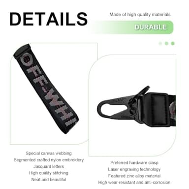 DXNQ Car Keychain, Fabric Keychain Wrist Lanyard, Key Ring for Cars Keys Wallets Jeans Decoration, Car Accessories (Black) - Image 3