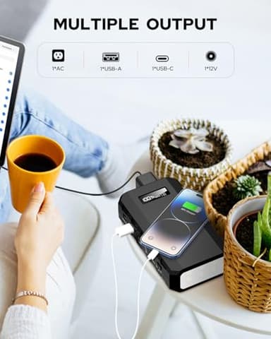 SinKeu Portable Power Bank with AC Outlet, 65W/110V Portable Laptop Charger with QC3.0 USB*1/USB-C *1, 88.8Wh/24000mAh Laptop Power Bank Fast Charging for Camping Travel Home Power Backup - Image 3