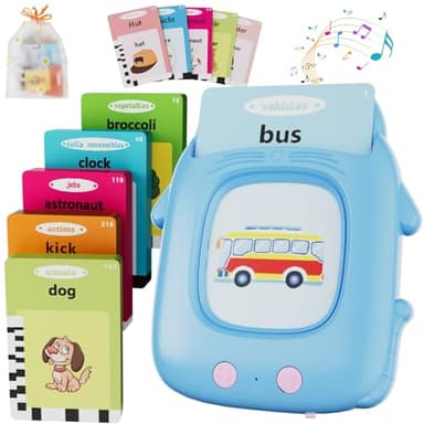 Electight Talking Flash Cards for Toddlers 3 4 5 Year Olds, Montessori Language Learning with 224 Words, Autism Sensory Toys, Speech Therapy Toys for Boys to Learn Alphabet Number Color Shapes(Blue) - Image 1