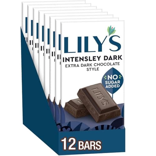 LILY'S Intensely Dark Extra Dark Chocolate Style No Sugar Added, Sweets Bars, 2.8 oz (12 Count) - Image 1