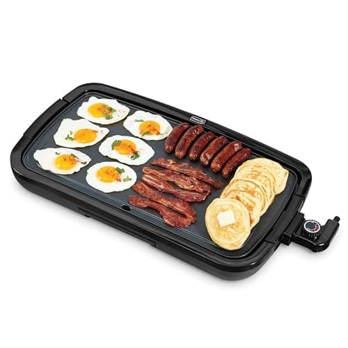 DASH Deluxe Everyday Electric Griddle with Dishwasher Safe Removable Nonstick Cooking Plate for Pancakes, Burgers, Eggs and more, Includes Drip Tray + Recipe Book, 20” x 10.5”, 1500-Watt - Grey - Image 1