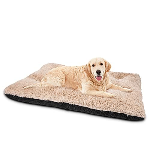 JOEJOY Large Dog Bed Crate Pad, Deluxe Plush Washable Dog Beds Fulffy Soft Kennel Pad Anti-Slip Pet Sleeping Mat for Extra Large Medium Small Dogs, 40" x 27", Beige - Image 1