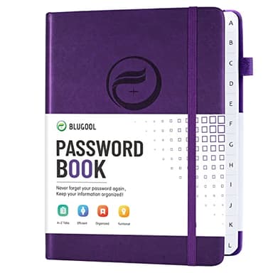 Password Book with Alphabetical Tabs, Hardcover Password Keeper, Password Notebook Organizer for Computer and Internet Address Website Login, Gifts for Home and Office, 4.4''x 5.8''- Purple - Image 1