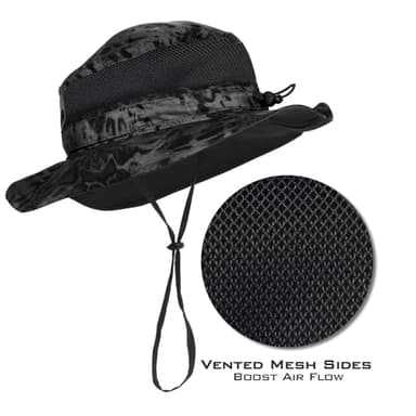 KastKing Sol Armis UPF 50 Boonie Hat - Sun Protection, Fishing, Beach & Hiking Hat, Blackout - Image 4