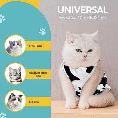 Avont Cat Recovery Suit - Kitten Onesie for Cats After Surgery, Cone of Shame Alternative Surgical Spay Suit for Female Cat, Post-Surgery or Skin Diseases Protection -Cow(L) - Image 6