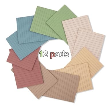 (12 Pack) Lined Sticky Notes 4x6 in Ruled Stickies Super Sticking Power Memo Pads Vintage Colors - Image 2