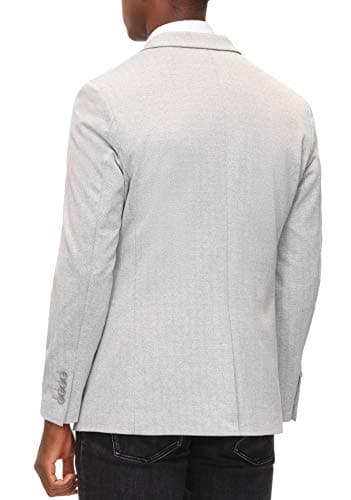 Men's Herringbone Blazer Jacket Stretch 2 Button Casual Sport Coat for Work Travel Light Grey - Image 4