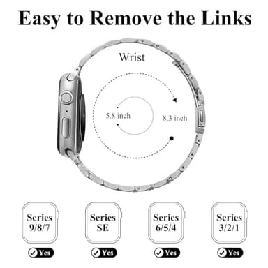 chuangshiji Compatible with Apple Watch Band 42mm 44mm 45mm, Women for iWatch Band Series 9/8/7/6/5/4/3/2/1/SE (S-Silver/M-Gold, 42mm/44mm/45mm) - Image 4