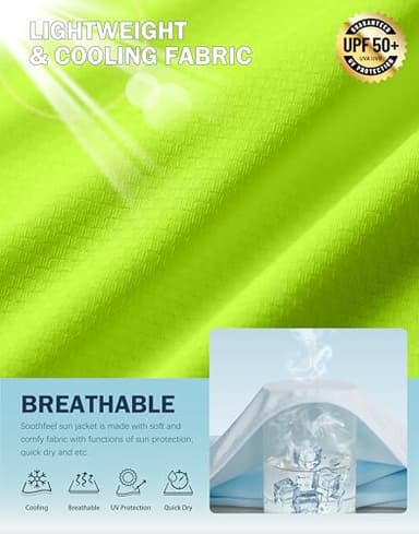 Soothfeel Women's UPF 50+ Sun Protection Hoodie Jacket Lightweight Long Sleeve Sun Shirt for Women with Pocket Hiking Outdoor(Fluorescent Green, Small) - Image 7